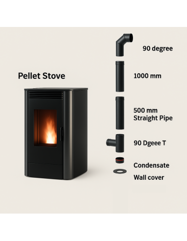 Kit Facile Pellet Completo 11 Pezzi Per Canale Da Fumo Diametro 80 mm