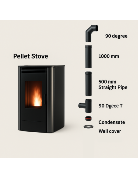 Kit Facile Pellet Completo 11 Pezzi Per Canale Da Fumo Diametro 80 mm