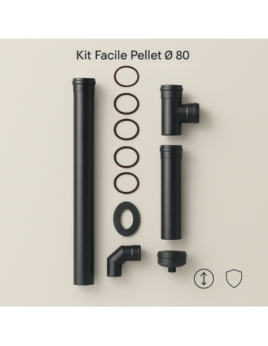 Kit Facile Pellet Completo 11 Pezzi Per Canale Da Fumo Diametro 80 mm
