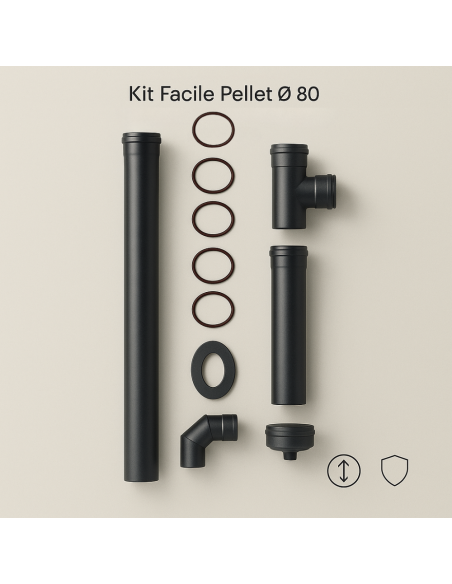 Kit Facile Pellet Completo 11 Pezzi Per Canale Da Fumo Diametro 80 mm