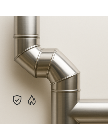 Curva In Acciaio Inox  Assemblaggio Canna Fumaria Diametro 250 mm Deviazioni 90° 