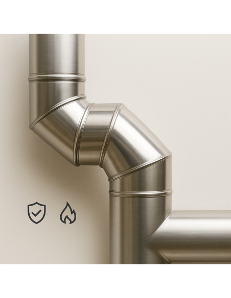 Curva In Acciaio Inox  Assemblaggio Canna Fumaria Diametro 250 mm Deviazioni 90° 