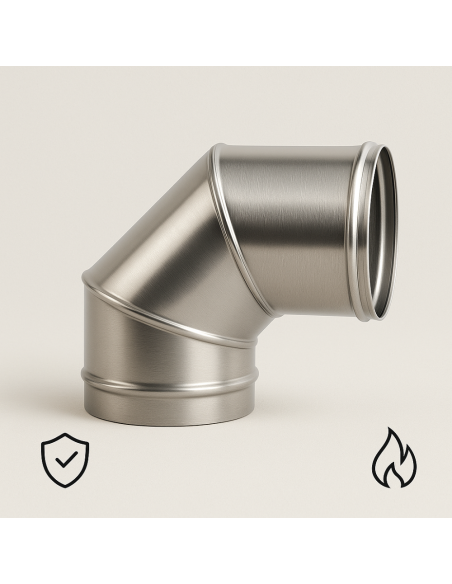 Curva In Acciaio Inox  Assemblaggio Canna Fumaria Diametro 250 mm Deviazioni 90° 