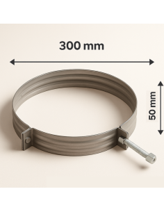 Collare Nervato Acciaio Inox Ø 300 mm Fissaggio Canna Fumaria Confezione 2 Pezzi 2
