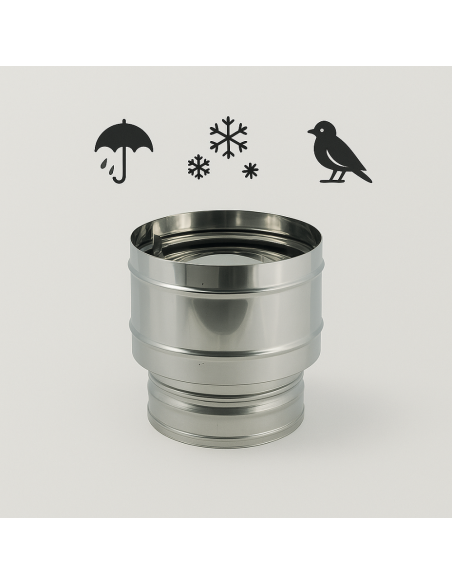 Fumaiolo 4 Venti Base Tonda In Acciaio Inox Diametro 80 mm Camini Stufe