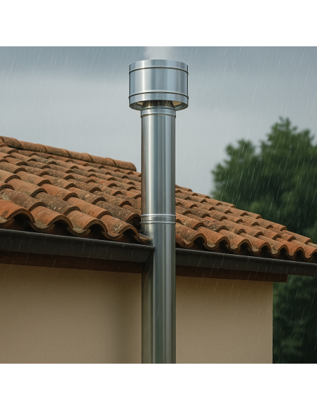 Fumaiolo 4 Venti Base Tonda In Acciaio Inox Diametro 80 mm Camini Stufe