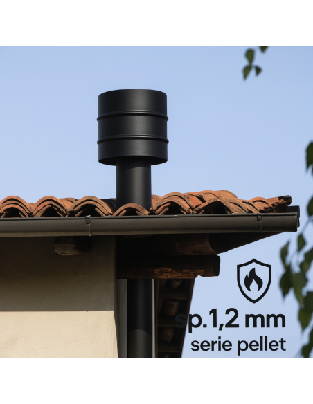 Fumaiolo 4 Venti Acciaio Al Carbonio Verniciato Spessore 1,2 Mm Diametro 80 Per Stufa Pellet