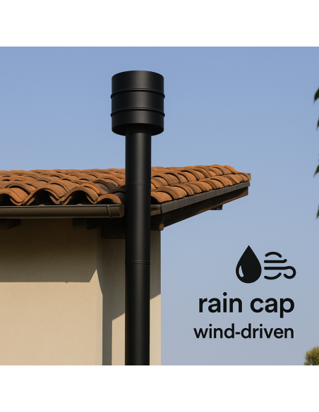 Fumaiolo 4 Venti Acciaio Al Carbonio Verniciato Spessore 1,2 Mm Diametro 80 Per Stufa Pellet
