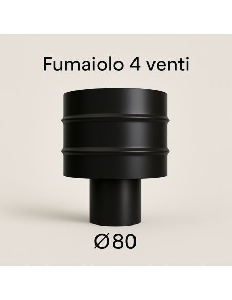 Fumaiolo 4 Venti Acciaio Al Carbonio Verniciato Spessore 1,2 Mm Diametro 80 Per Stufa Pellet