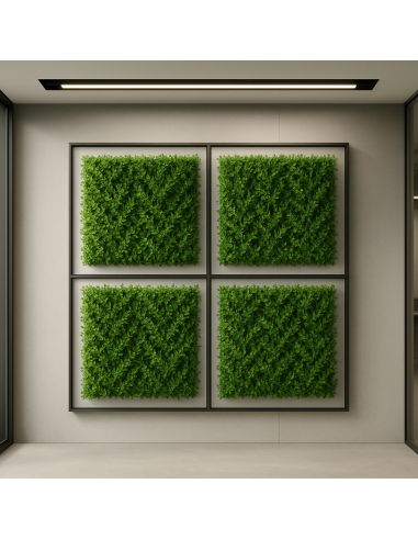 Pannello Decorativo Siepe Artificiale Interni Esterni 50 x 50 x h3 cm Felce  