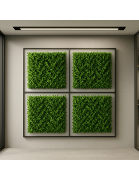 Pannello Decorativo Siepe Artificiale Interni Esterni 50 x 50 x h3 cm Felce  