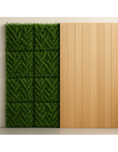 Pannello Decorativo Siepe Artificiale Interni Esterni 50 x 50 x h3 cm Felce  