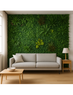 Pannello decorativo di siepe artificiale da 100 x 100 cm per interni ed esterni Amazzonia effetto 3D