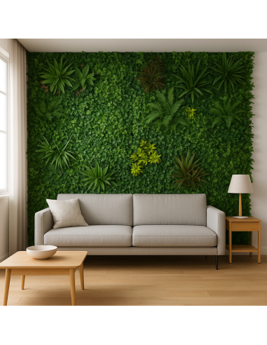 Pannello decorativo di siepe artificiale da 100 x 100 cm per interni ed esterni Amazzonia effetto 3D
