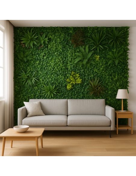Pannello decorativo di siepe artificiale da 100 x 100 cm per interni ed esterni Amazzonia effetto 3D
