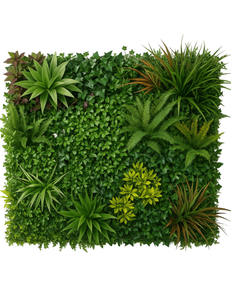 Pannello decorativo di siepe artificiale da 100 x 100 cm per interni ed esterni Amazzonia effetto 3D