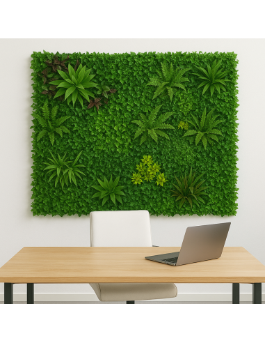 Pannello decorativo di siepe artificiale da 100 x 100 cm per interni ed esterni Amazzonia effetto 3D