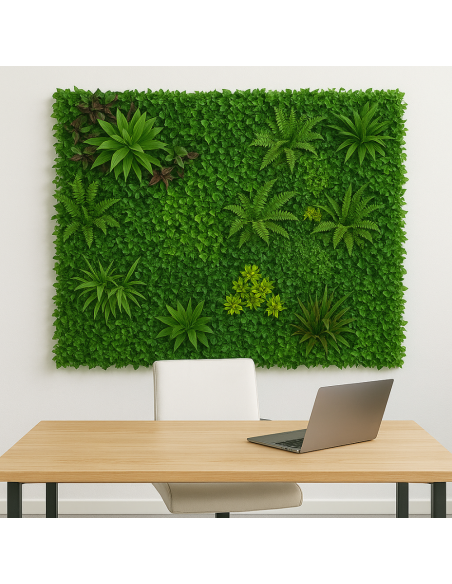Pannello decorativo di siepe artificiale da 100 x 100 cm per interni ed esterni Amazzonia effetto 3D