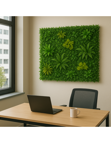 Pannello decorativo di siepe artificiale da 100 x 100 cm per interni ed esterni Amazzonia effetto 3D