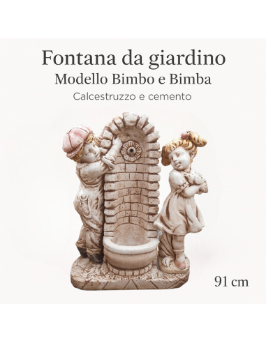 Fontana Calcestruzzo Cemento Senza Rubinetto 75x35xH.91cm Modello Bimbo Bimba