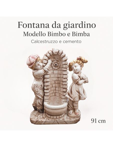 Fontana Calcestruzzo Cemento Senza Rubinetto 75x35xH.91cm Modello Bimbo Bimba