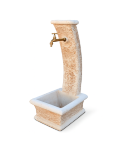 Fontana Da Giardino Modello Luna Calcestruzzo Cemento H100 Cm Senza Rubinetto Design Elegante