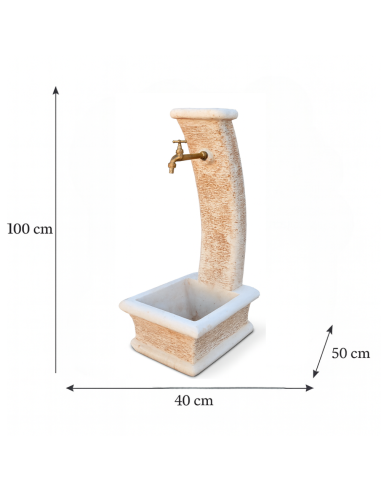 Fontana Da Giardino Modello Luna Calcestruzzo Cemento H100 Cm Senza Rubinetto Design Elegante