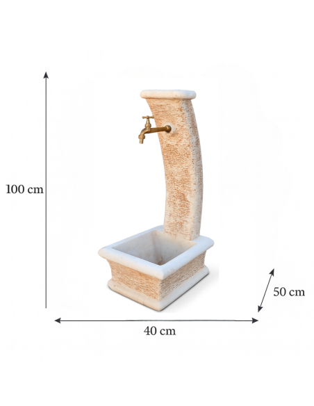 Fontana Da Giardino Modello Luna Calcestruzzo Cemento H100 Cm Senza Rubinetto Design Elegante