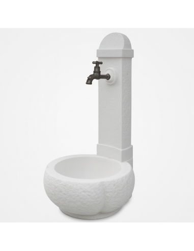 Fontana Giardino Camogni Bianco Calcestruzzo Cemento Senza Rubinetto 