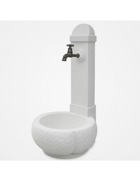Fontana Giardino Camogni Bianco Calcestruzzo Cemento Senza Rubinetto 