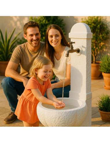 Fontana Giardino Camogni Bianco Calcestruzzo Cemento Senza Rubinetto 