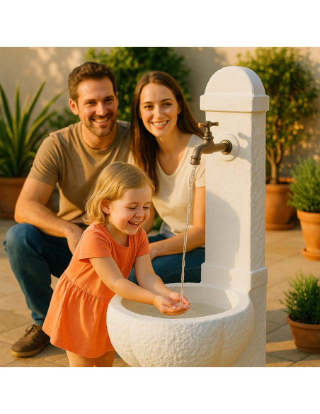 Fontana Giardino Camogni Bianco Calcestruzzo Cemento Senza Rubinetto 