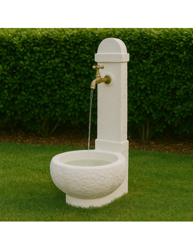 Fontana Giardino Camogni Bianco Calcestruzzo Cemento Senza Rubinetto 