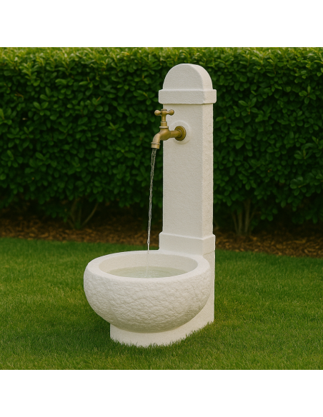 Fontana Giardino Camogni Bianco Calcestruzzo Cemento Senza Rubinetto 