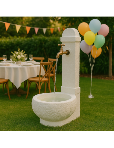 Fontana Giardino Camogni Bianco Calcestruzzo Cemento Senza Rubinetto 