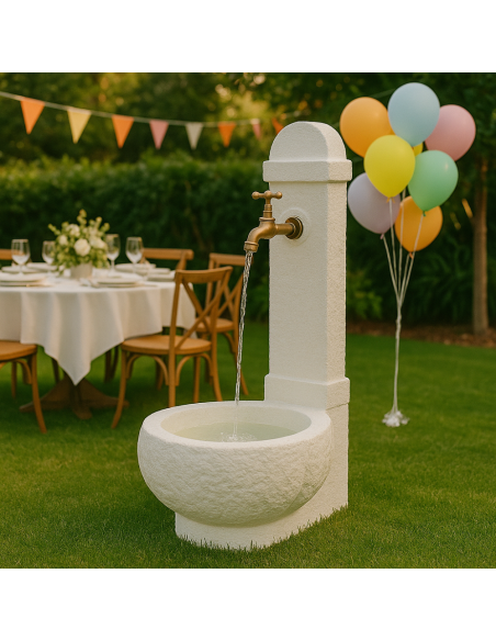 Fontana Giardino Camogni Bianco Calcestruzzo Cemento Senza Rubinetto 