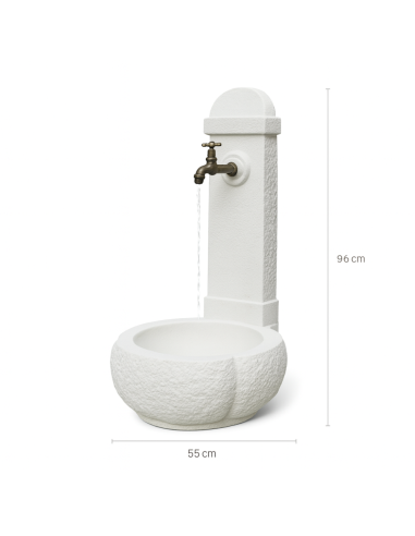Fontana Giardino Camogni Bianco Calcestruzzo Cemento Senza Rubinetto 