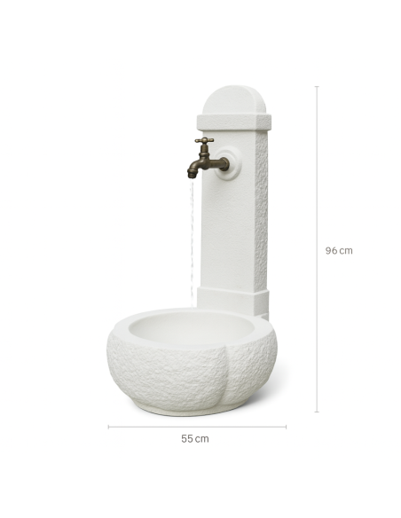 Fontana Giardino Camogni Bianco Calcestruzzo Cemento Senza Rubinetto 