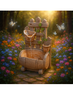 Fontana Giardino Botte Marrone Calcestruzzo Senza Rubinetto 56 x 39 x h.103 cm 2