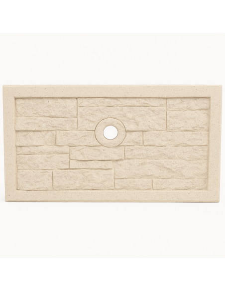 Frontalino Pilozza Serie Muraglietto Foro Bianco Effetto Pietra 45 x h.24 cm