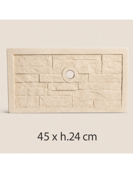 Frontalino Pilozza Serie Muraglietto Foro Bianco Effetto Pietra 45 x h.24 cm
