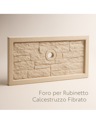 Frontalino Pilozza Serie Muraglietto Foro Bianco Effetto Pietra 45 x h.24 cm