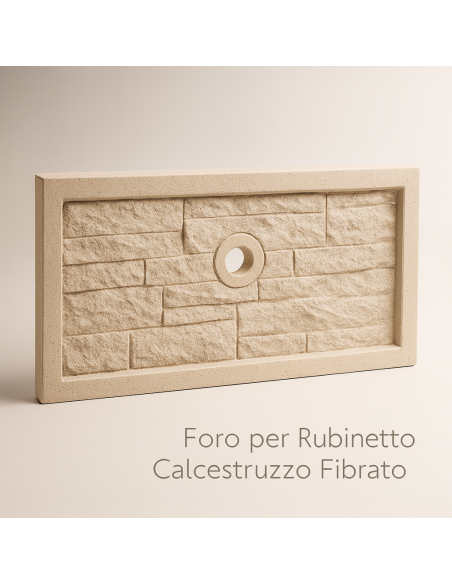 Frontalino Pilozza Serie Muraglietto Foro Bianco Effetto Pietra 45 x h.24 cm