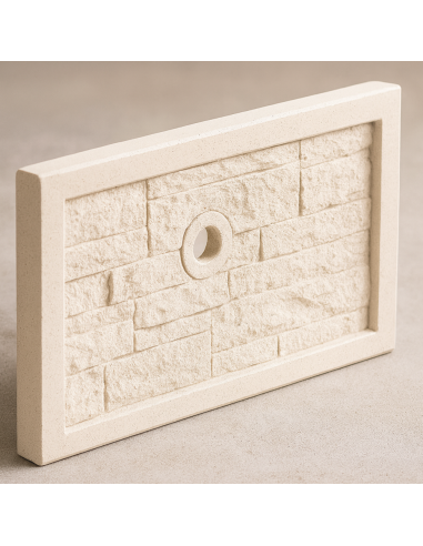 Frontalino Pilozza Serie Muraglietto Foro Bianco Effetto Pietra 45 x h.24 cm