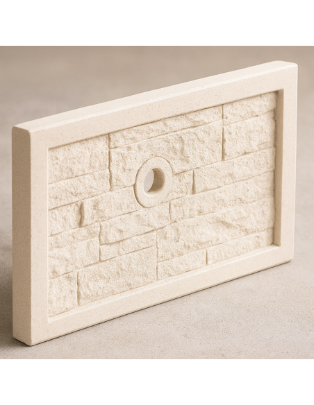 Frontalino Pilozza Serie Muraglietto Foro Bianco Effetto Pietra 45 x h.24 cm
