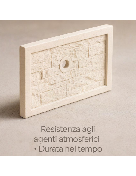 Frontalino Pilozza Serie Muraglietto Foro Bianco Effetto Pietra 45 x h.24 cm