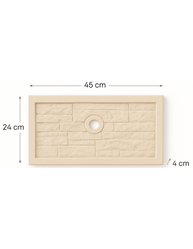 Frontalino Pilozza Serie Muraglietto Foro Bianco Effetto Pietra 45 x h.24 cm