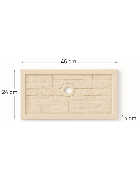 Frontalino Pilozza Serie Muraglietto Foro Bianco Effetto Pietra 45 x h.24 cm