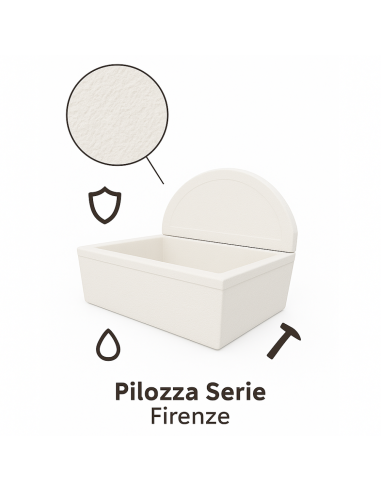 Pilozza Lavabo Calcestruzzo Cemento Serie Firenze Misure 80 x 50 x H.30 cm