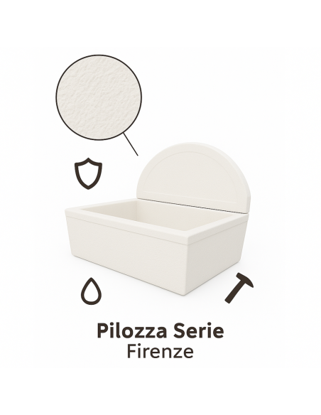 Pilozza Lavabo Calcestruzzo Cemento Serie Firenze Misure 80 x 50 x H.30 cm